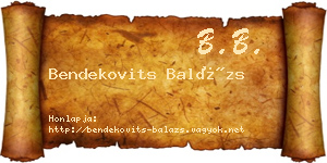 Bendekovits Balázs névjegykártya