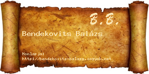 Bendekovits Balázs névjegykártya